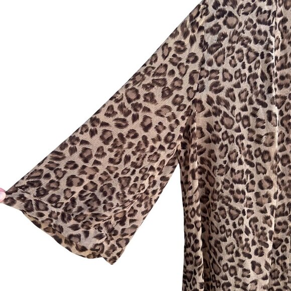 Susan Graver Style Womens Leopard Print Semi Sheer Duster Cardigan Missy Size - Picture 7 of 8